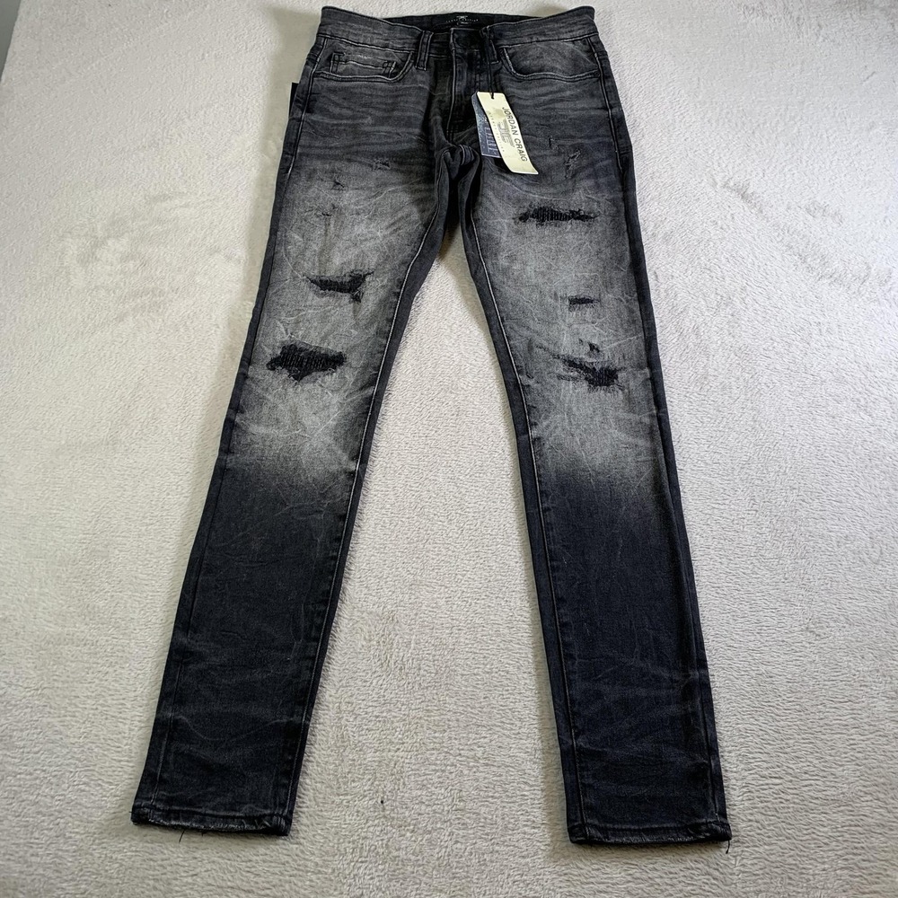 Jordan‎ Craig Ross Jeans Mens 28x32 Gray Super Stretch Skinny Distressed NEW